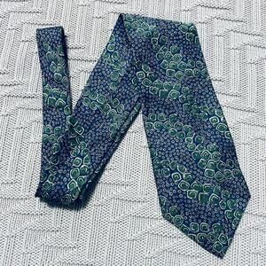 Dior green and blue abstract Italian silk tie